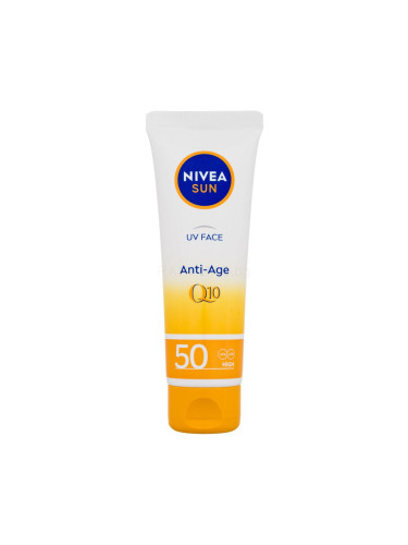 Nivea Sun UV Face Q10 Anti-Age SPF50 Слънцезащитен продукт за лице за жени 50 ml