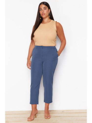 Trendyol Curve Navy Blue Woven Short Plus Size Fabric Trousers