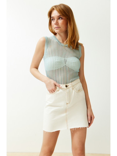 Trendyol Mint Transparent Knitwear Blouse