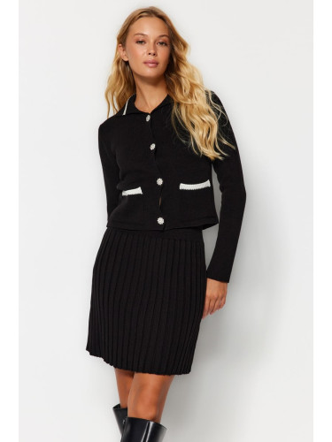 Trendyol Black Crop, Pocket Detailed Mini Skirt, Sweater Top-Top Set
