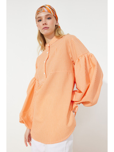 Trendyol Orange Balloon Sleeve Seeerly Woven Tunic