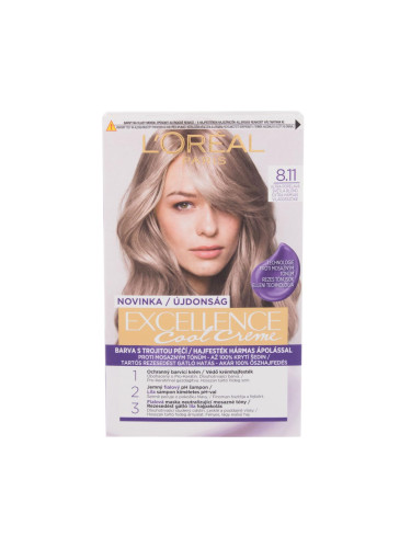 L'Oréal Paris Excellence Cool Creme Боя за коса за жени 48 ml Нюанс 8,11 Ultra Ash Light Blond увредена кутия