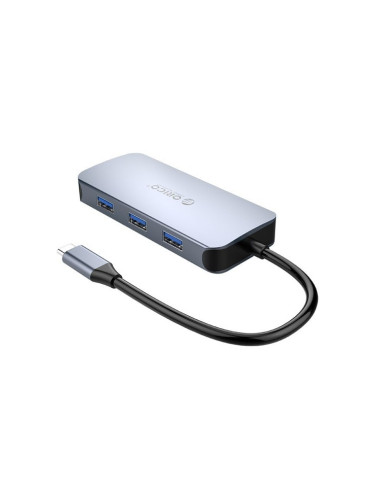 Докинг станция Orico MC U602P, от 1x USB C към 1x USB C(PD), 3x USB A, 1x HDMI, 1x RJ45, сребрист