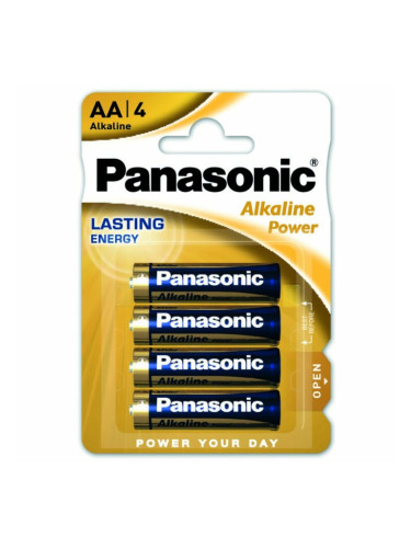 Батерии алкални Panasonic Alkaline Power, AA, LR6, 1.5V, 4бр.