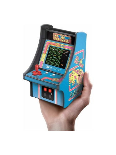 Мини ретро конзола My Arcade Ms. Pac-Man Micro Player, 2.75" цветен екран, преносима, подвижен джойстик, синя