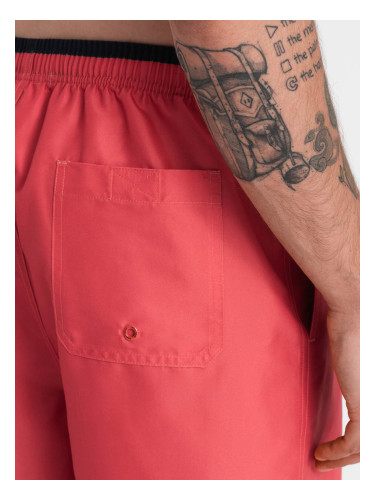 Ombre Men's two-tone ribbed swim shorts - coral