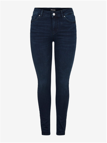 Dark Blue Skinny Fit Jeans Pieces Delly