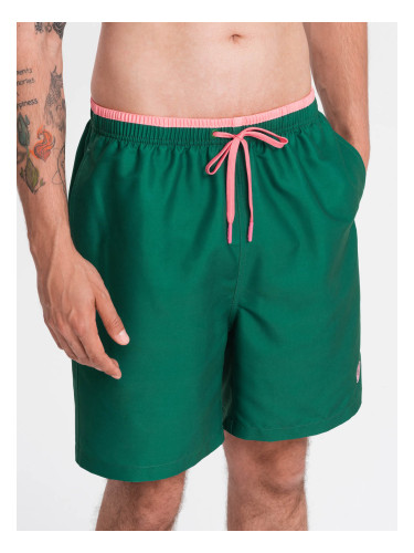 Ombre Men's two-tone ribbed swim shorts - dark green