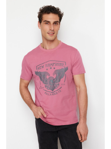 Trendyol Dried Rose Eagle Printed Regular/Normal Cut T-Shirt
