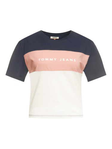 Tommy Jeans Тишърт Stripe Logo DW0DW07536 Тъмносин Regular Fit