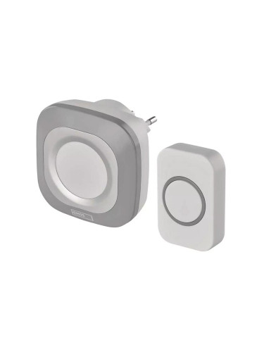Безжичен звънец за контакт 230V + 1xCR2032 IP44 сив
