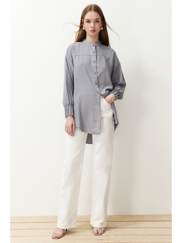 Trendyol Gray Linen Aerobin Woven Shirt