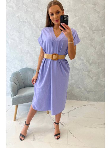 Dress with a decorative belt of purple color
