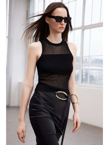 Trendyol Limited Edition Black Sheer Look Knitwear Blouse