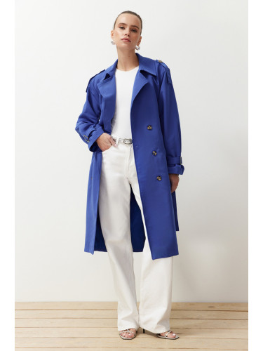 Trendyol Saks Oversize Belted Windbreaker Detailed Water Repellent Long Trench Coat