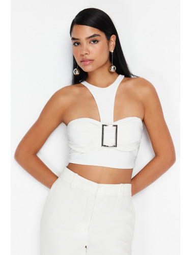 Trendyol Bridal White Crop Knitted Accessory Bustier