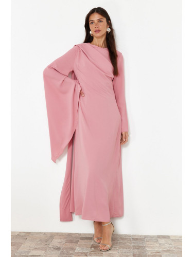 Trendyol Dusty Rose Shawl Detailed Evening Dress