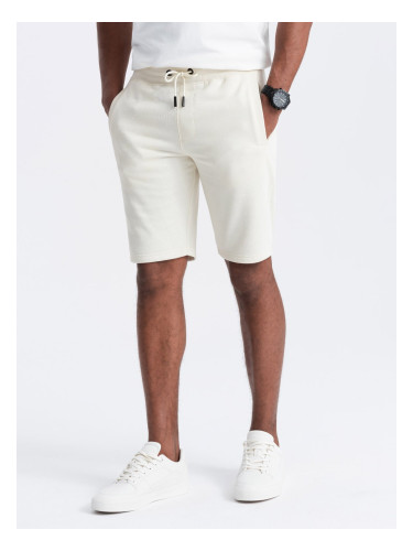 Ombre BASIC men's cotton sweat shorts - cream