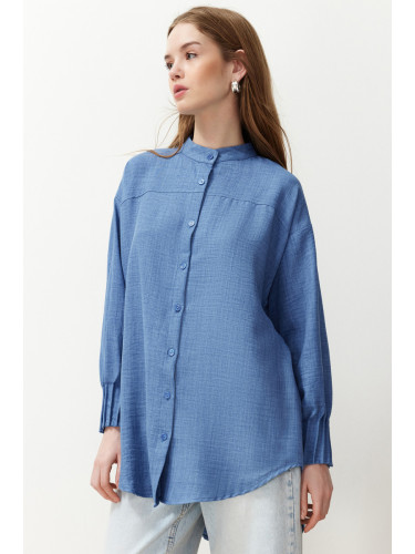 Trendyol Blue Linen Aerobin Woven Shirt