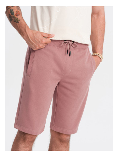 Ombre Men's pre-knee BASIC sweat shorts - dark pink
