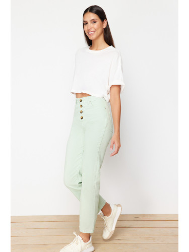 Trendyol Green Front Buttoned High Waist Straight Jeans