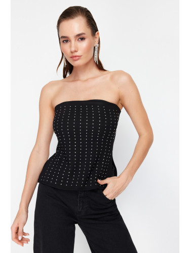 Trendyol Black Shiny Slit Woven Blouse