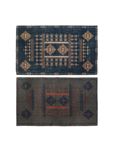 Килим DKD Home Decor Син Оранжев Арабин Геометричен (160 x 230 x 0,4 cm) (2 броя)