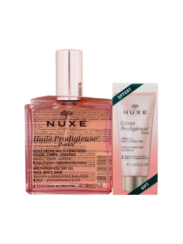 NUXE Huile Prodigieuse Florale Подаръчен комплект масло за тяло Huile Prodigieuse Florale Multi-Purpose Dry Oil 100 ml + гел крем Créme Prodigieuse Boost Multi-Correction Gel Cream 15 ml