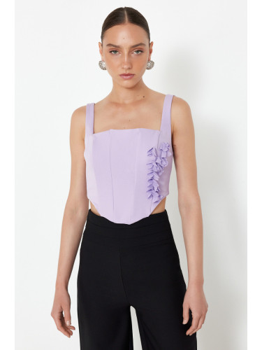Trendyol Lilac Corset Detailed Woven Bustier with Flower Accessories