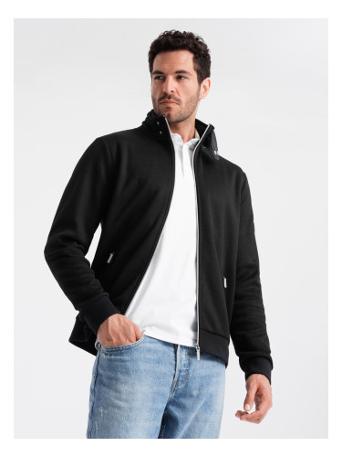 Ombre Men's jacket with high collar and fleece lining - black