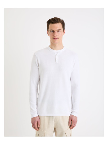 White men's sweater Celio henley Genicolo