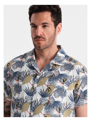 Ombre Viscose patterned men's short sleeve shirt - palm trees