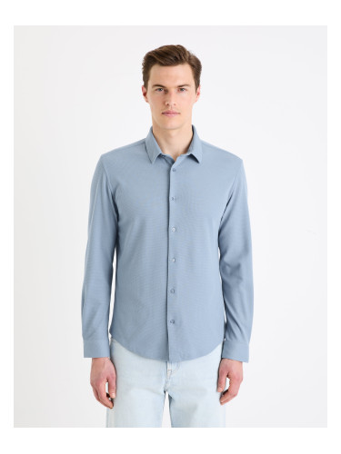 Men's blue shirt Celio Gawaffle regular fit