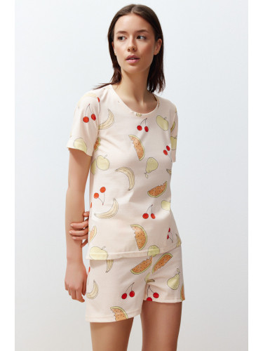 Trendyol Multi Color Cotton Fruit Pattern Knitted Pajamas Set