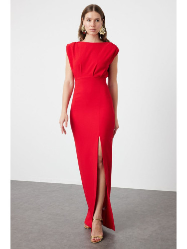 Trendyol Red Padded Woven Long Evening Evening Dress