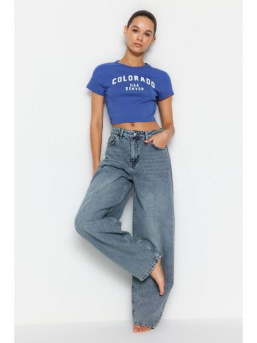 Trendyol Blue Low Waist Skater Jeans