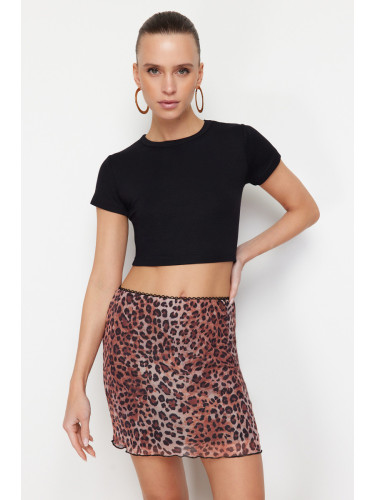 Trendyol Brown Patterned Mini Skirt