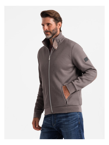 Ombre Men's jacket with high collar and fleece interior - ash