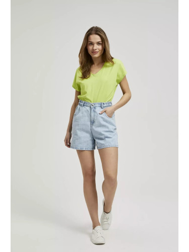 Women's denim shorts with high waist MOODO - light blue