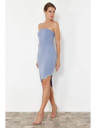 Trendyol Light Blue Shiny Stone Woven Elegant Evening Dress