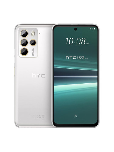 Смартфон HTC U23 pro (бял), поддържа 2 SIM карти, 6.7" (17.01cm) FHD+ OLED 120Hz дисплей, осемядрен Snapdragon 7 Gen 1 1x2.4GHz & 3x2.36GHz & 4x1.8GHz, 12GB RAM, 256GB Flash памет(+microSD слот), 108 + 8 + 5 + 2 + 32 Mpix камери, Android, 205g
