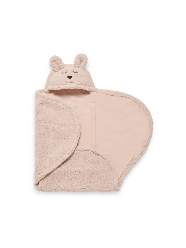 Jollein - Одеяло за повиване fleece Bunny 100x105 cm Pale Pink