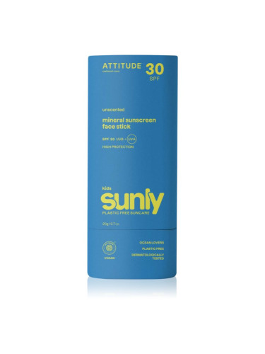 Attitude Sunly Kids Face stick слънцезащитен минерален крем в стик за деца SPF 30 20 гр.