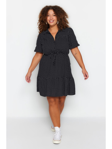 Trendyol Curve Black Polka dots Woven Shirt Dress