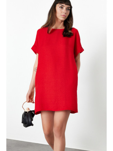 Trendyol Red Straight Cut Mini Woven Dress