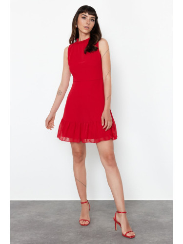 Trendyol Red A-line Ruffle Lined Mini Woven Dress
