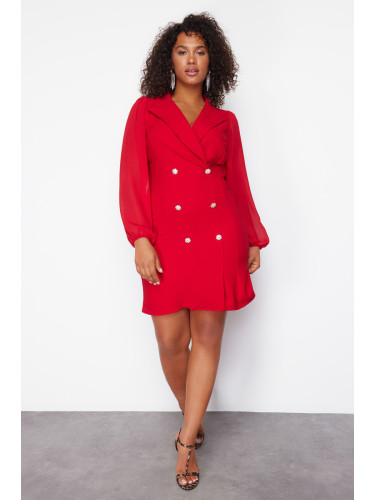 Trendyol Curve Red Woven Jacket Dress