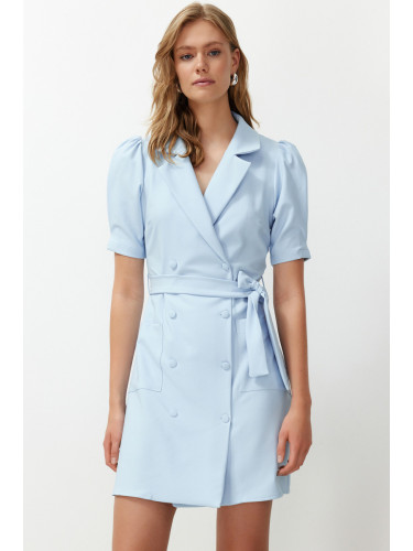 Trendyol Blue Belted Mini Woven Jacket Woven Dress