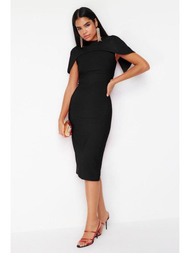 Trendyol Black Sleeve Detailed Woven Elegant Evening Dress
