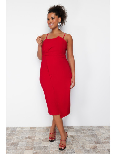 Trendyol Curve Red Finike Woven Plus Size Dress
